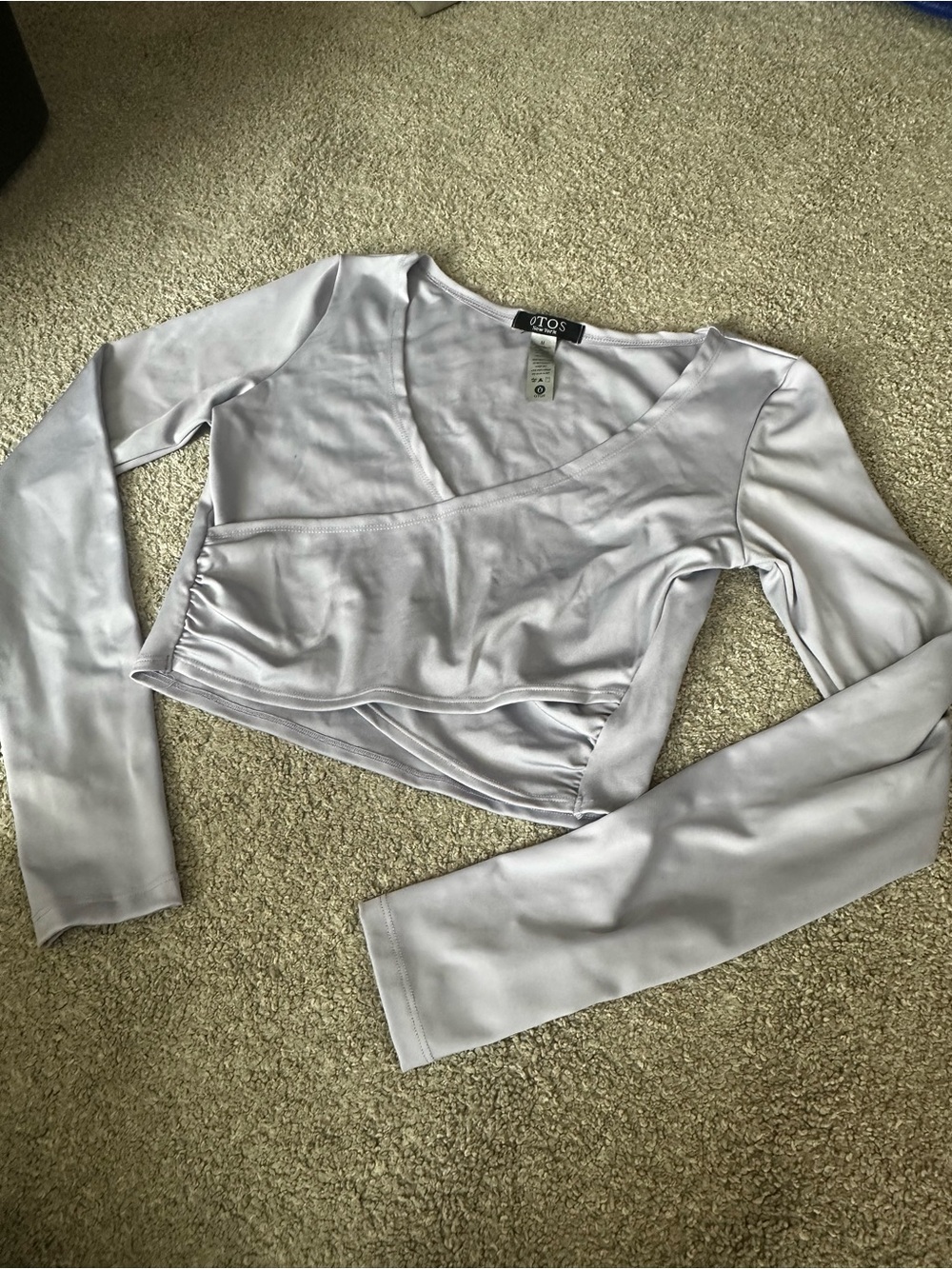 OTOS Lilac Long-Sleeve Wrap Crop Top - Picture 2 of 7